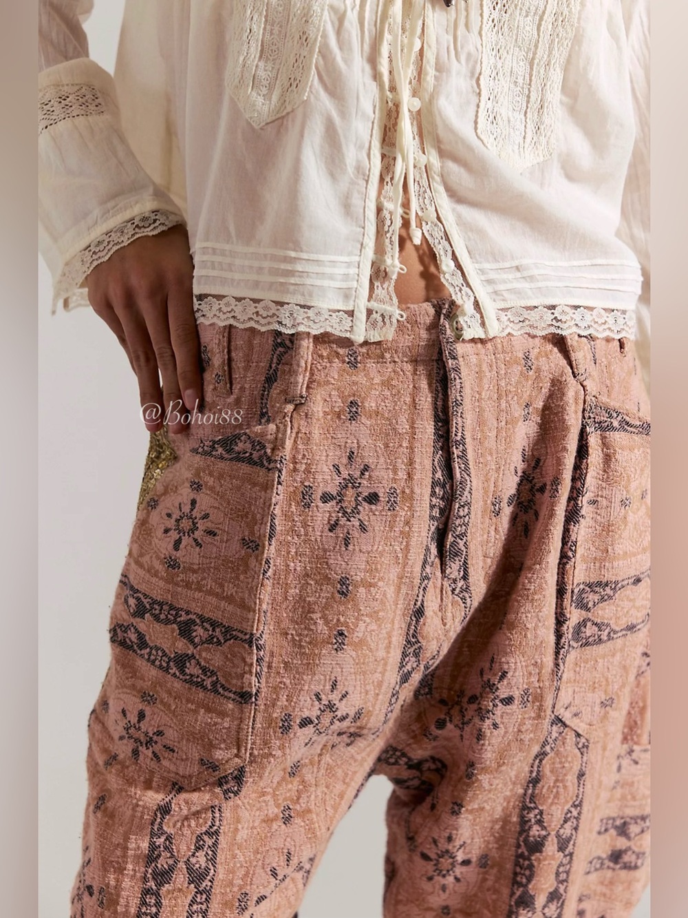 NWT Free People Bay To Breakers Jacquard Harem Pants - Picture 9 of 9